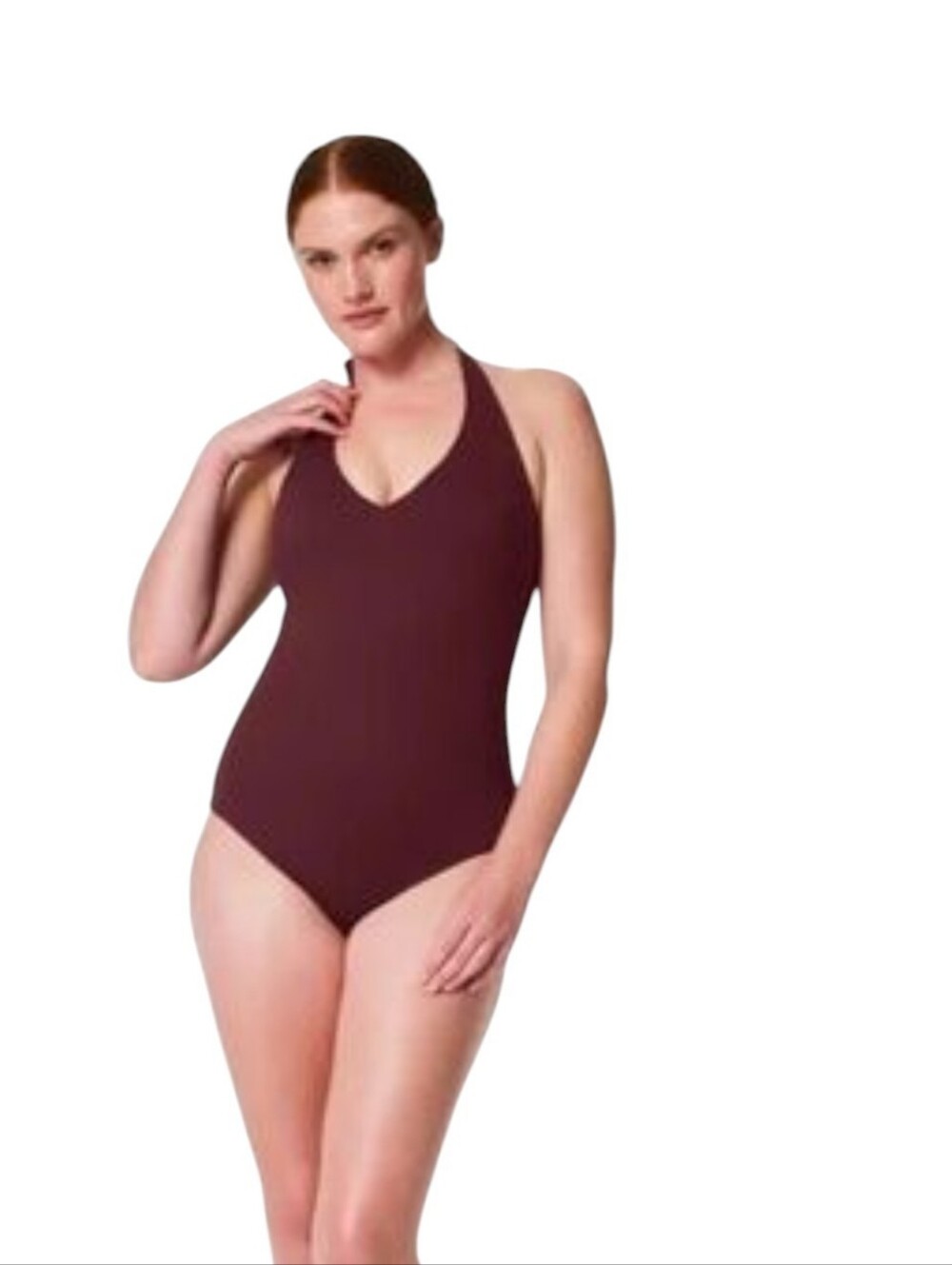 SPANX PIQUE SHAPING HALTER ONE PIECE SWIMSUIT SIZE M